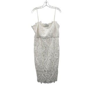 BARDOT Womens Lace Midi Sheath Dress Spaghetti Straps White Size 12 Zip